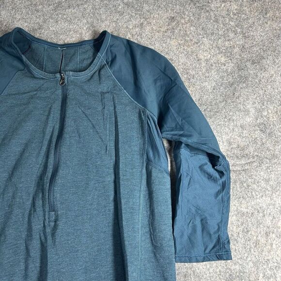 Lululemon Spincity Top Womens 6 Cycling Half Zip 3/4 Sleeve Turquoise Athletic - Picture 2 of 8